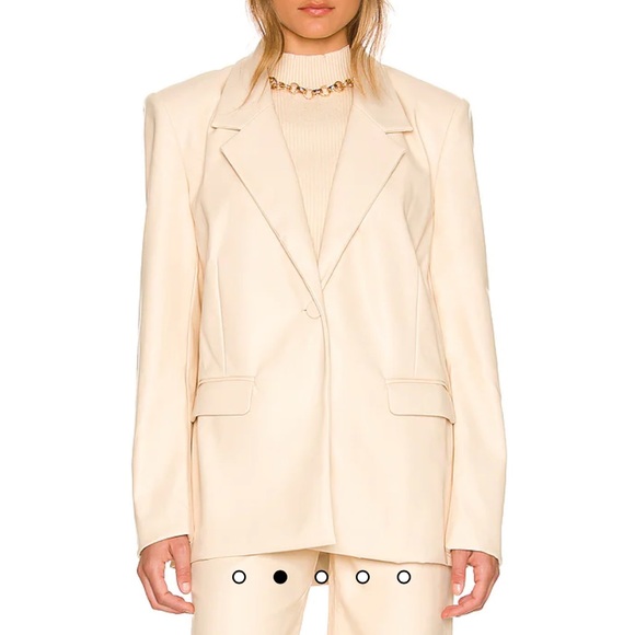 Vegan Leather Blazer in Ivory - Picture 3 of 5